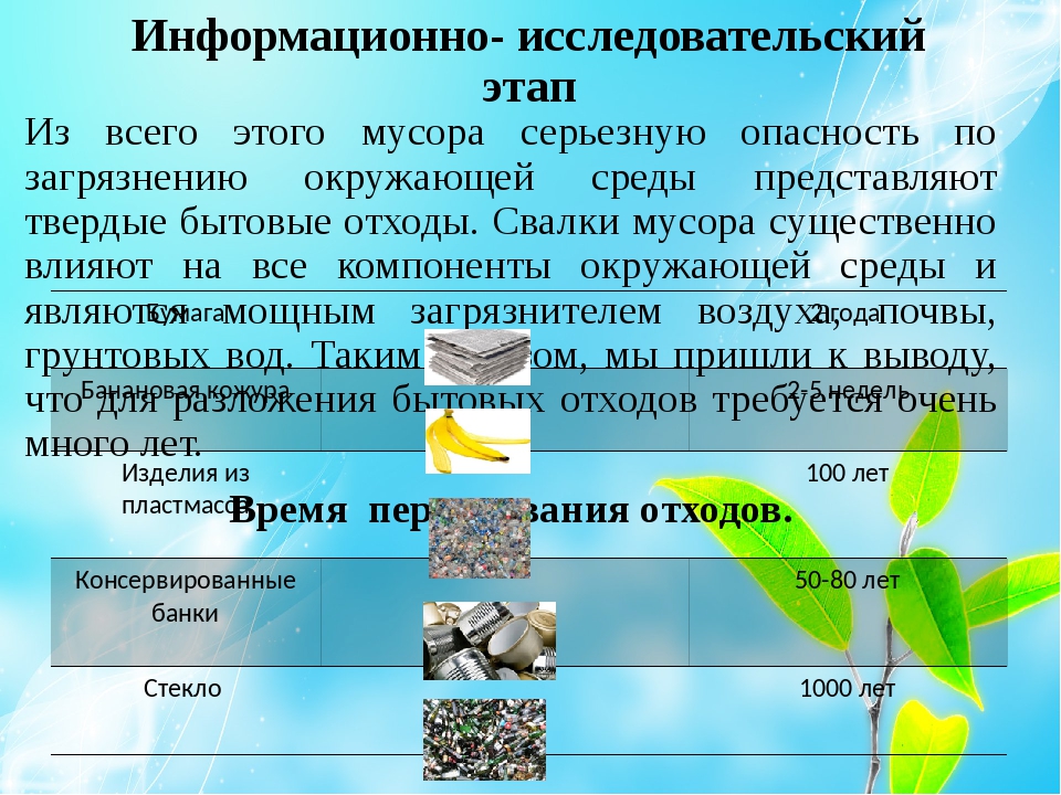 Исследовательский проект проблема мусора